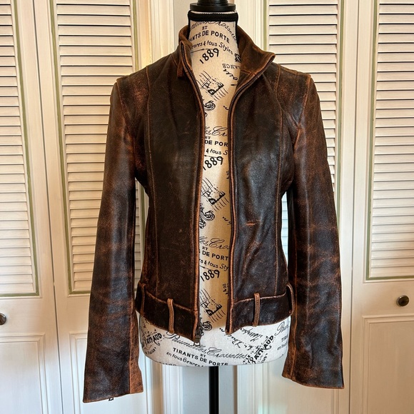 Macy’s Leather Moto style coat - Picture 5 of 8
